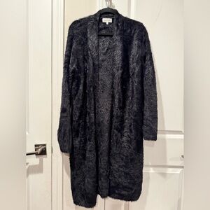Bella Dahl NWOT Black Fuzzy Long Cardigan Size L